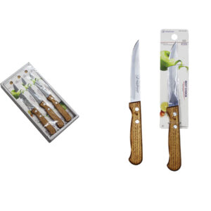 CUCHILLO LISO ACERO INOX. MANGO MADERA 205MM