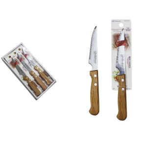 CUCHILLO CHULETERO ACERO INOX. MANGO MADERA 205MM