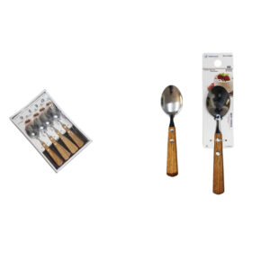 CUCHARA ACERO INOX. MANGO MADERA 160MM