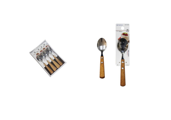 CUCHARA ACERO INOX. MANGO MADERA 160MM