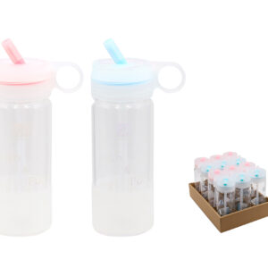 BOTELLA AGUA CRISTAL CON PAJA 360ML