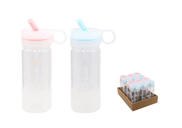 BOTELLA AGUA CRISTAL CON PAJA 360ML