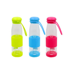 BOTELLA CRISTAL CON PROTECTOR SILICONA 420ML