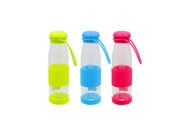 BOTELLA CRISTAL CON PROTECTOR SILICONA 420ML