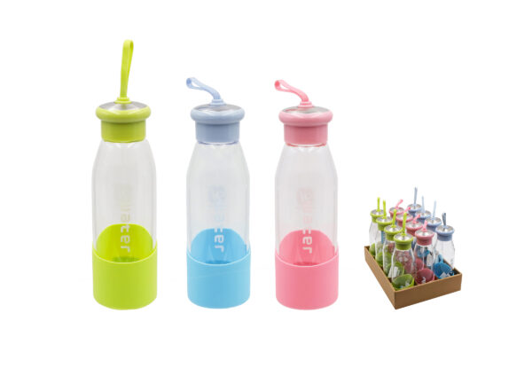 BOTELLA CRISTAL CON PROTECTOR SILICONA  Y TAPON ACERO INOX. 550ML