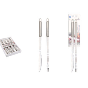 JUEGO BARBACOA ACERTO INOX. 32CM