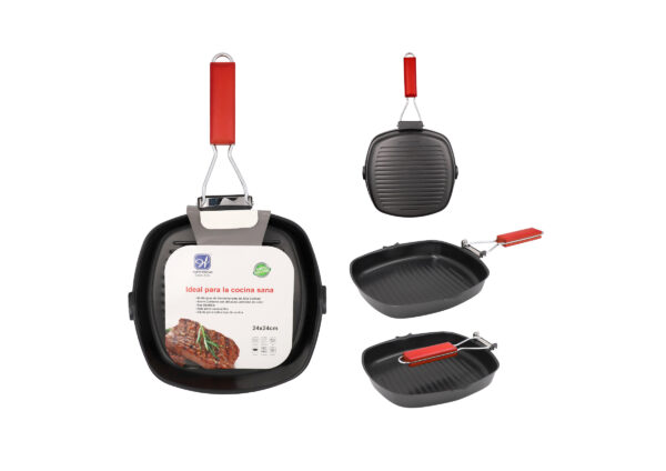 ASADOR HIERRO ANTIADHERENTE PLEGABLE 24*24CM