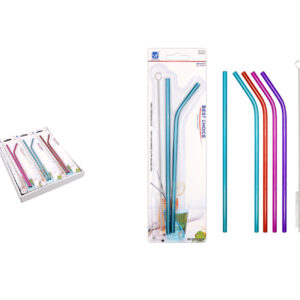 SET PAJAS DE ACERO INOX. EN COLORES 4+1PCS Ø0.6X21.5CM