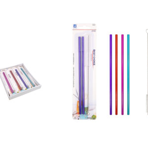 SET PAJAS DE ACERO INOX. EN COLORES 4+1PCS Ø0.6X21.5CM