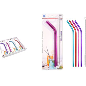 SET PAJAS DE ACERO INOX. EN COLORES 4+1PCS Ø0.6X21.5CM