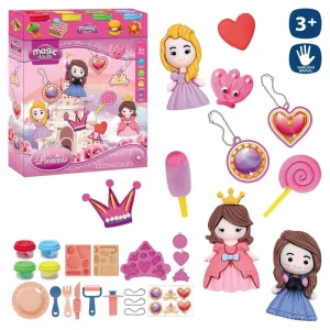 S/4 BOTE PLASTILINA ACCESORIOS PRINCESAS CON ACCESORIOS - CAJA IMPRESA 21X27 CM