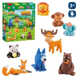 S/4 BOTE PLASTILINA ANIMAL SELVA CON ACCESORIOS - CAJA IMPRESA 21X27 CM