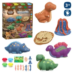 S/4 BOTE PLASTILINA ACCESORIOS DINO CON ACCESORIOS - CAJA IMPRESA 21X27 CM