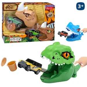 DINO LANZADOR COCHE METAL 3/M INCLUYE UN COCHE - CAJA ABIERTA 23X17 CM