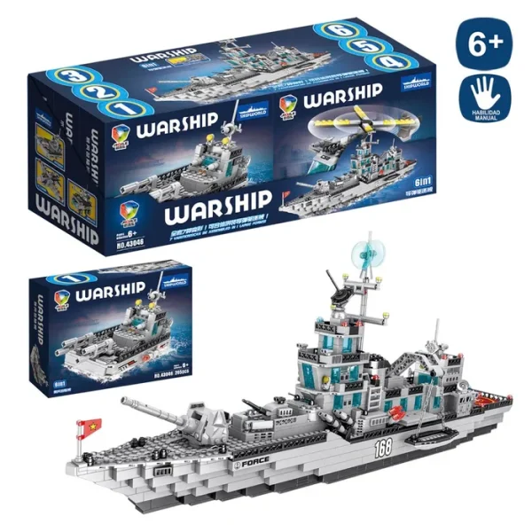 BLOQUES CONSTRUCCIÓN MILITAR 6/M 213-237 PIEZAS SEGÚN MODELO - CAJA IMPRESA 25X19 CM- CAJA EXPOSITORA 6 UDS