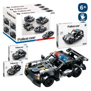 BLOQUES CONSTRUCCIÓN COCHE POLICÍA 4/M 225-255 PIEZAS SEGÚN MODELO - CAJA IMPRESA 28X21 CM - CAJA EXPOSITORA 4 UDS
