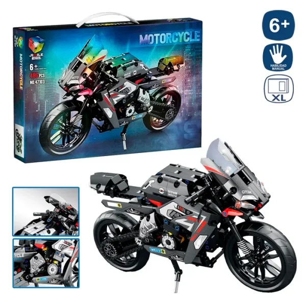 MAQUETA BLOQUES CONSTRUCIÓN XL MOTO 26 CM CAJA IMPRESA 52X35 CM