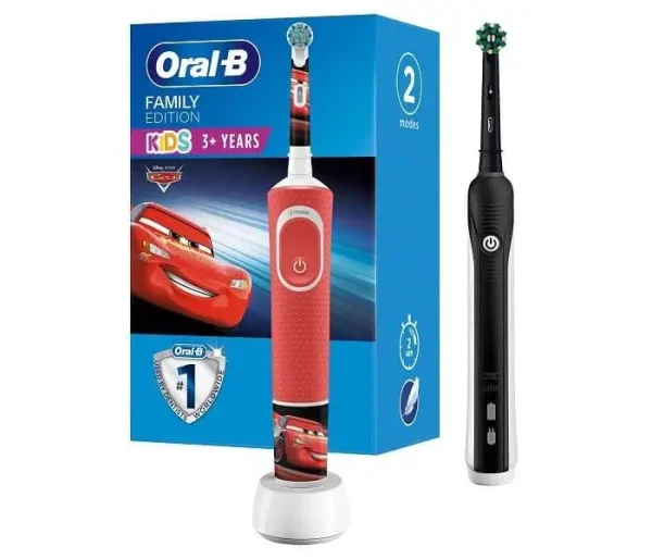 Family Pack ORAL B SET PRO 1 700 Black + D100 CARS KIDS PACK DUO
