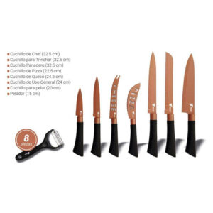 SET DE 8 CUCHILLOS DE COCINA EN COLOR COBRE