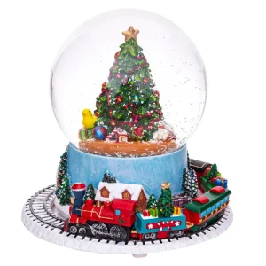 BOLA AGUA ÁRBOL Y TREN CON MÚSICA 16,50 X 16,50 X 16,50 CM FUNCIONA A CUERDA
