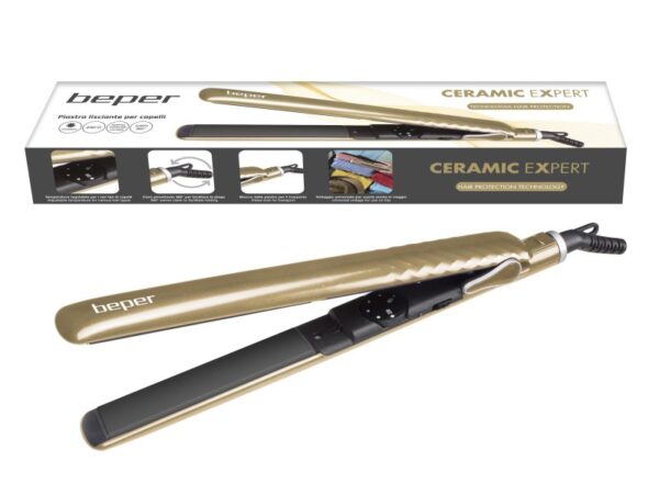 PLANCHA DE PELO COLOR DORADO, 45W, PLACAS DE CERÁMICA
