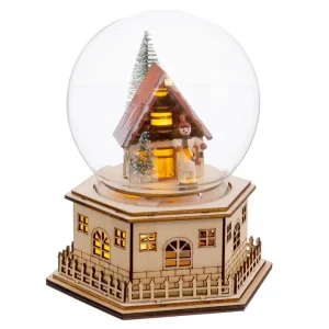 CAJA MÚSICA 6 LUCES MADERA 15 X 13 X 17 CM FUNCIONA CON PILAS 3XAAA (NO INCLUIDAS)