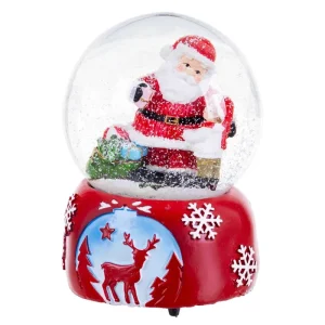 BOLA NIEVE PAPA NOEL CON MÚSICA 10,50 X 10,50 X 14,80 CM FUNCIONA A CUERDA