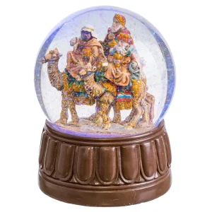 BOLA NIEVE REYES MAGOS CON LUZ Y MÚSICA 15 X 15 X 20 CM FUNCIONA CON PILAS. 3XAA ( NO INCLUIDAS)