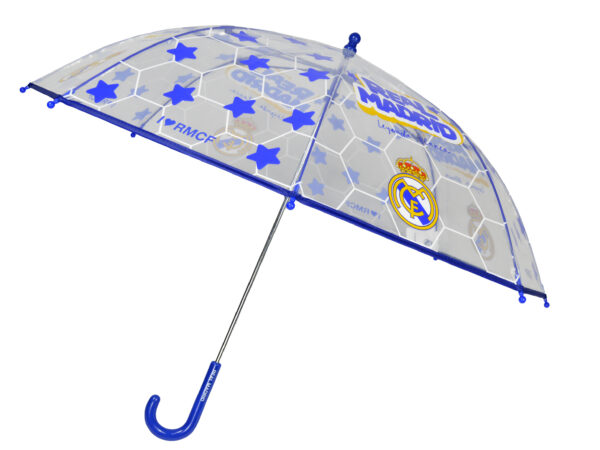 REAL MADRID PARAGUAS MANUAL INFANTIL 48 CM TRANSPARENTE