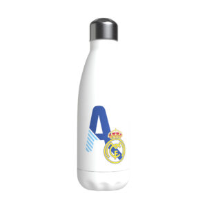 REAL MADRID BOTELLA PERSONALIZABLE BLANCA DE ACERO 550ML LETRA A