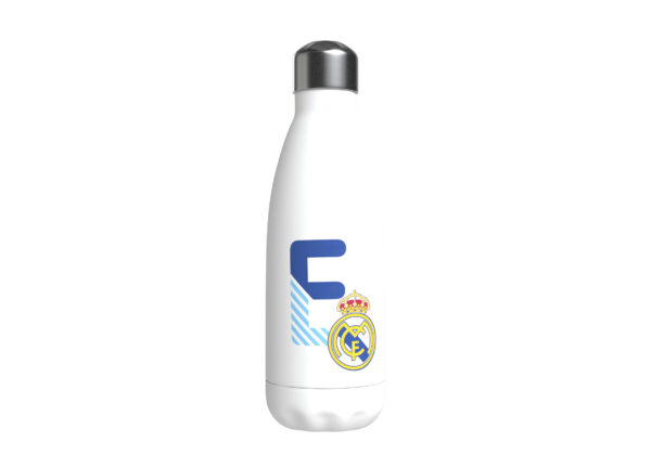 REAL MADRID BOTELLA PERSONALIZABLE BLANCA DE ACERO 550ML LETRA E