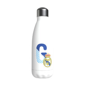 REAL MADRID BOTELLA PERSONALIZABLE BLANCA DE ACERO 550ML LETRA G