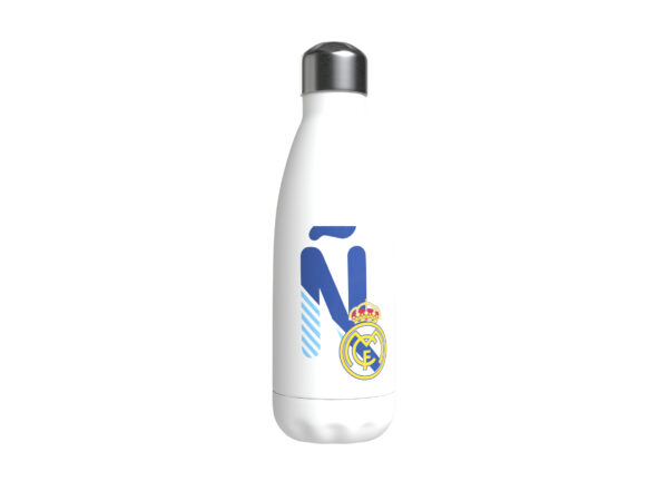 REAL MADRID BOTELLA PERSONALIZABLE BLANCA DE ACERO 550ML LETRA Ñ