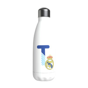 REAL MADRID BOTELLA PERSONALIZABLE BLANCA DE ACERO 550ML LETRA T
