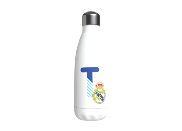 REAL MADRID BOTELLA PERSONALIZABLE BLANCA DE ACERO 550ML LETRA T