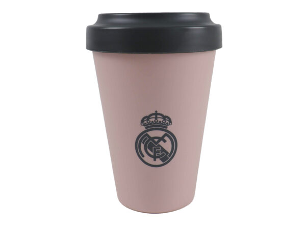 REAL MADRID VASO PARA LLEVAR ROSA EMPOLVADO