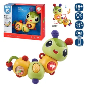 GUSANO ACTIVIDADES 14 X 17 X 7 CM MOVIMIENTO LUZ Y SONIDO - FUNCIONA CON PILAS 2XAA NO INCLUIDAS- CAJA VENTANA 20X17 CM