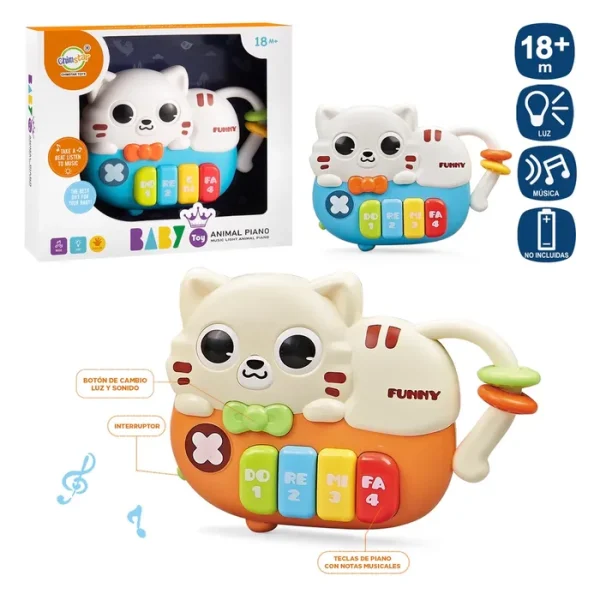 ÓRGANO GATO ACTIVIDADES 2/C 14,50 X 12,50 CM LUZ Y SONIDO - CAJA ABIERTA 19X18 CM- FUNCIONA CON PILAS 2XAA NO INCLUIDAS