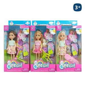 MINI MUÑECA CUTE GIRL BICICLETA 2/M 17 CM CAJA VENTANA 13X24 CM