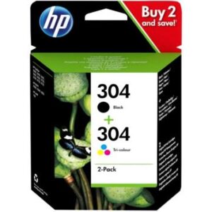 HP 304 Negro + Color Pack de 2 Cartuchos de Tinta Originales - 3JB05AE