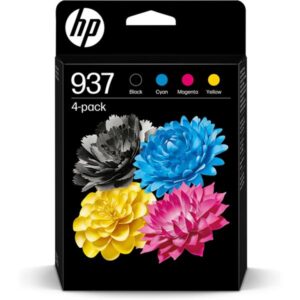 HP 937 Pack de 4 Cartuchos de Tinta Original Negro, Amarillo, Magenta y Cyan - 6C400NE