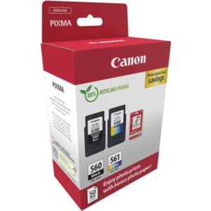Canon PG560/CL561 Pack de 2 Cartuchos de Tinta Originales + Papel Fotografico Brillante GP-501 - 3713C008