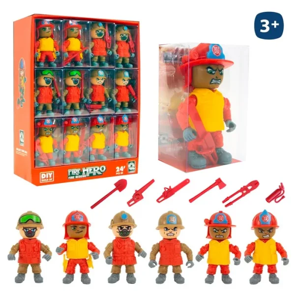 FIGURA BOMBERO ARTICULADA 6/M 9 CM CAJA ACETATO 5,5ZX8,5 CM- CAJA EXPOSITORA 24 UDS