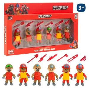 S/6 FIGURA BOMBERO ARTICULADA 9 CM CAJA VENTANA 41X25 CM