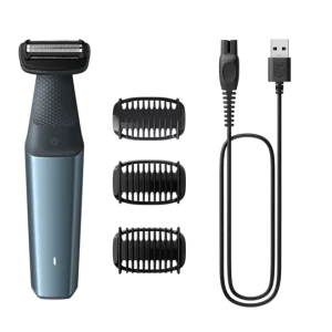 Afeitadora corporal S3000 PHILIPS BG3027/05 3 peines de corte 2-3-5 mm, carga rápida/ 1h uso azul