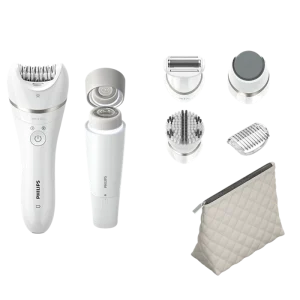 Depiladora Philips SBRE770/92 con 32 pinzas de cerámica hipoalergénico, varias piezas.con neceser.
