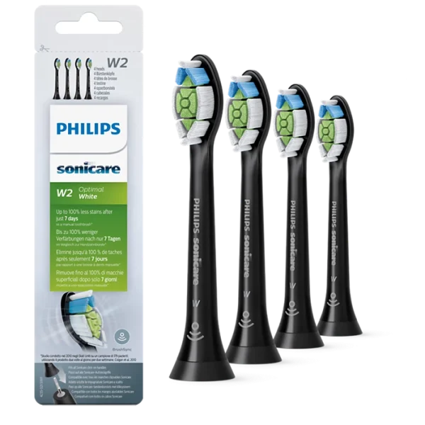 Cabezal de Repuesto PHILIPS Sonicare W2 HX6064/11 Color Negro, Pack de 4
