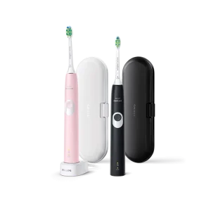 Pack 2 cepillos de dientes eléctricos Rosa y Negro PHILIPS Sonicare 4300 HX6800/35. Con estuches