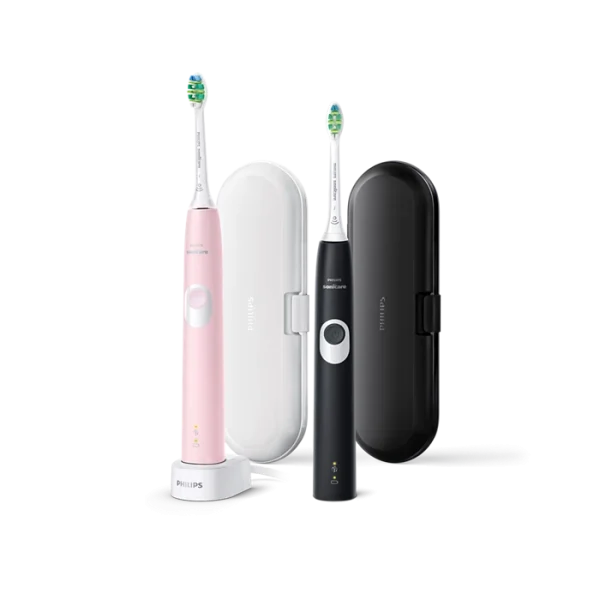Pack 2 cepillos de dientes eléctricos Rosa y Negro PHILIPS Sonicare 4300 HX6800/35. Con estuches