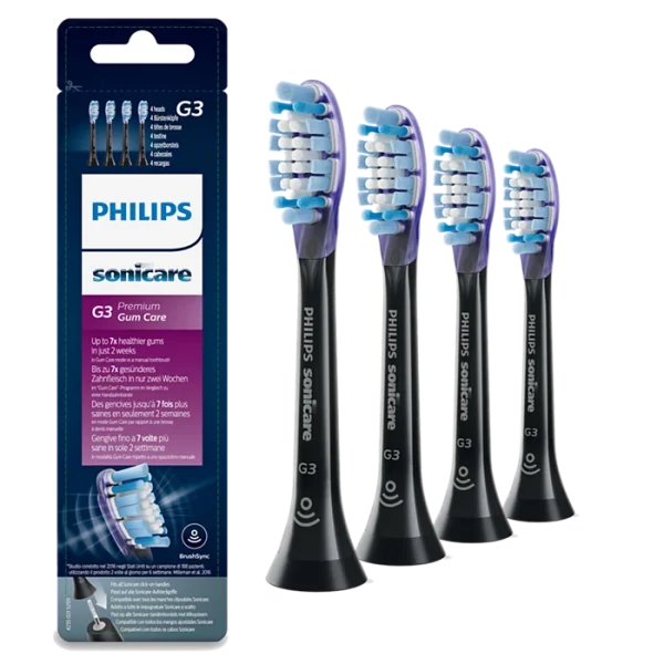 Cabezal de repuesto PHILIPS HX9054/33 Pack 4 Recambios SoniCare negro.